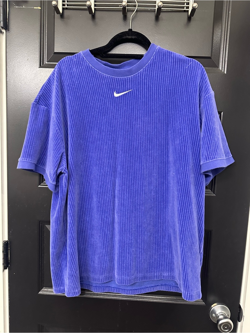 Nike Short-Sleeve Corded Tee in Vivid Purple with White Swoosh